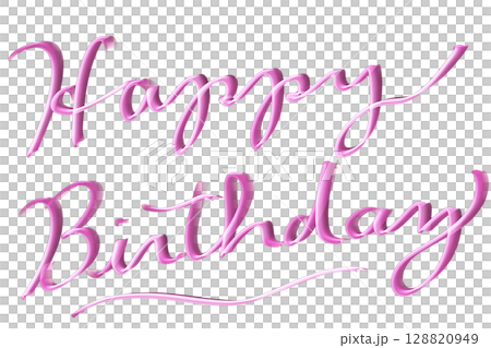 用粉紅色草寫的生日快樂 128820949
