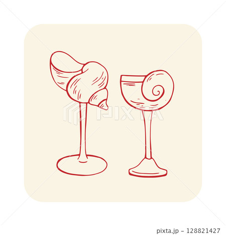 Vector red glas with red whimsical bow and cherry 128821427