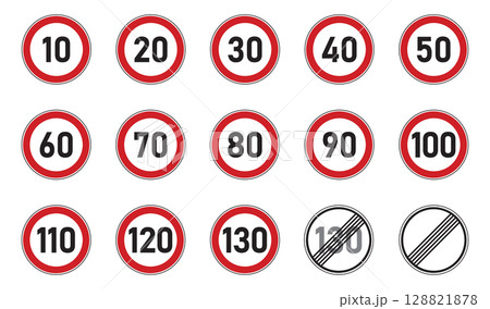 traffic signs set speed limit isolated vector illustration traffic signs set speed limit isolated vector illustration 128821878