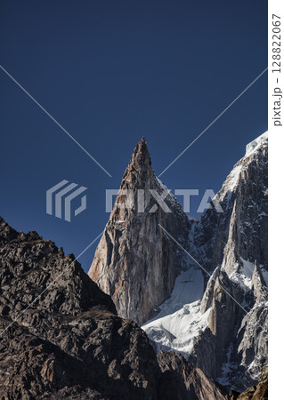 Lady finger and Hunza peak mountains with snow capped.in the autumn scenery, Karakoram range. Hunza valley, Pakistan 128822067