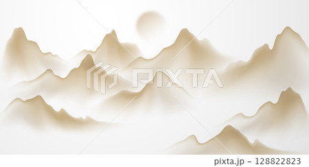 Modern design vector illustration of beautiful Chinese ink landscape painting. 128822823