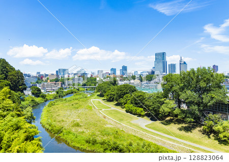 初夏の仙台市全景 128823064
