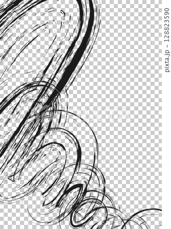 手描きの毛筆タッチのぐるぐる模様の背景 128823590