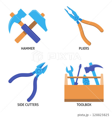 Repair tools flat icon set Repair tools flat icon set 128823825