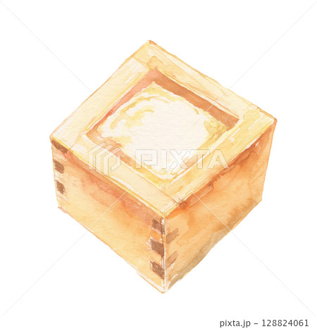 水彩で描いた升酒のイラスト 128824061