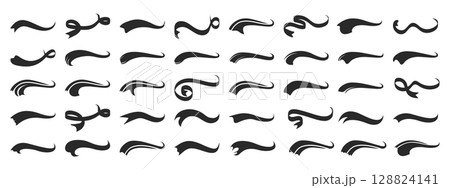 Set calligraphic swoosh underline marker strockes in retro style. Sports symbol typography typography, typographic elements. Tail of letters for for baseball, soccer design. Vector illustration Set calligraphic swoosh underline marker strockes in retro style. Sports symbol typography typography, typographic elements. Tail of letters for for baseball, soccer design. Vector illustration 128824141