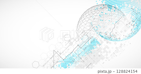 Science and technology background using hexagon and sphere shapes. Vector. 128824154