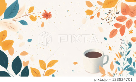 秋の落ち葉のフレーム 秋の落ち葉のフレーム 128824701