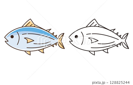 かわいい鰹の線画イラスト 128825244