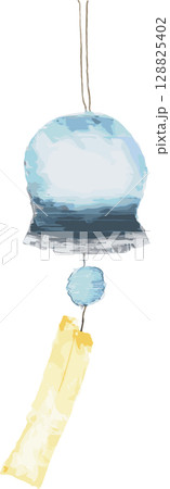 ベクター素材の風鈴のカットイラスト ベクター素材の風鈴のカットイラスト 128825402