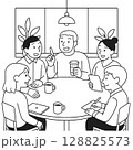 カフェで打ち合わせをするビジネスパーソンたち 128825573