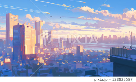 霧に包まれた都心の風景 128825587