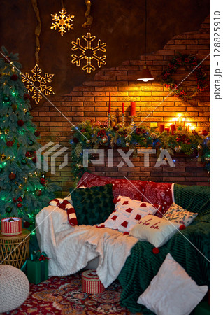 Cozy Christmas Living Room Decor 128825910