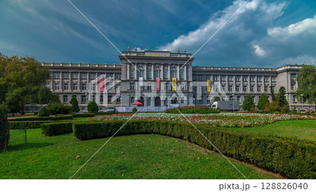 Mimara museum and public park in Zagreb timelapse hyperlapse, Croatia 128826040