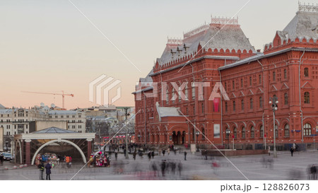 Museum of the Patriotic War of 1812at the Red Square of Russia in Moscow timelapse hyperlapse 128826073