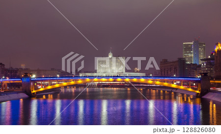 Government house of Russian Federation day to night timelapse hyperlapse, Moscow 128826080