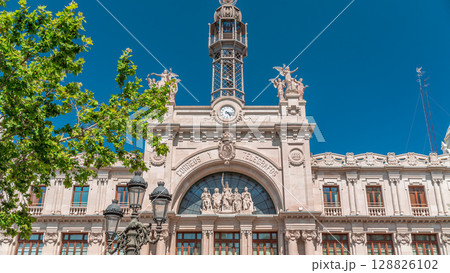 Historic Post Office in Valencia timelapse at City Hall Square. Spain Historic Post Office in Valencia timelapse at City Hall Square. Spain 128826102