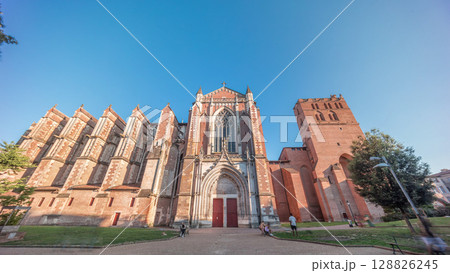 Saint Etienne Cathedral in Toulouse timelapse hyperlapse. France Saint Etienne Cathedral in Toulouse timelapse hyperlapse. France 128826245