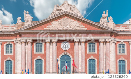 The Capitole de Toulouse timelapse showcases the historic city hall. France 128826260