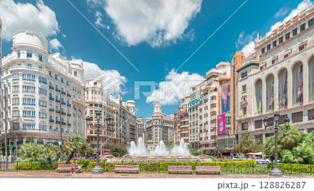 Fountain on Town Hall Square timelapse hyperlapse in Valencia, Spain Fountain on Town Hall Square timelapse hyperlapse in Valencia, Spain 128826287