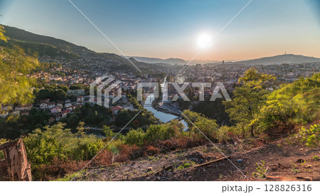 Sunset view of Sarajevo from most popular panoramic spot in Sarajevo timelapse. Sunset view of Sarajevo from most popular panoramic spot in Sarajevo timelapse. 128826316