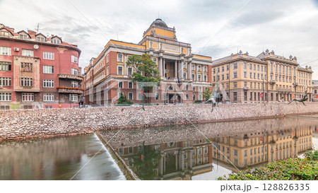 The Rectorate and Law School Building in Sarajevo timelapse hyperlapse 128826335