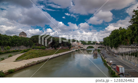 isola tiberina timelapse hyperlapse is the biggest island of tibera river in rome. isola tiberina timelapse hyperlapse is the biggest island of tibera river in rome. 128826462