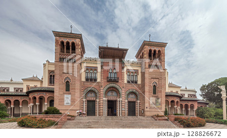 Museum of Arts and Traditions of Seville in Maria Luisa Park timelapse hyperlapse 128826672