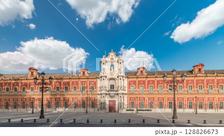 The Palace of San Telmo timelapse hyperlapse in Seville, Spain 128826673