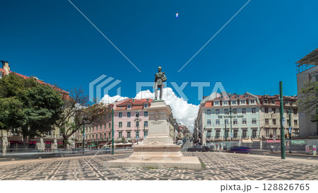 Duque da Terceira Square with monument timelapse hyperlapse located in central Lisbon Duque da Terceira Square with monument timelapse hyperlapse located in central Lisbon 128826765