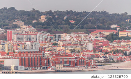 Aerial view of Lisbon's EDP Electricity Museum and MAAT by the Tagus River timelapse. Aerial view of Lisbon's EDP Electricity Museum and MAAT by the Tagus River timelapse. 128826790