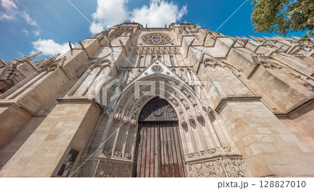 Cathedrale Saint-Andre de Bordeaux timelapse with twin spires. France 128827010