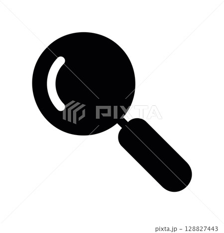 Solid Black Magnifying Glass Icon Representing a Search 128827443