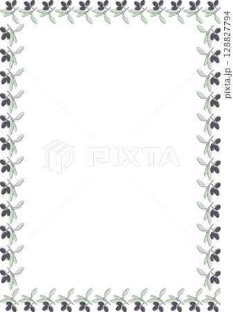 Olive branch frame. Botanic plant empty template. Empty frame box. Hand drawn vector illustration 128827794