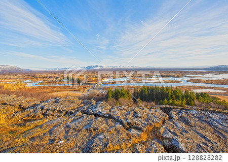 Thingvellir National Park aerial winter view 128828282