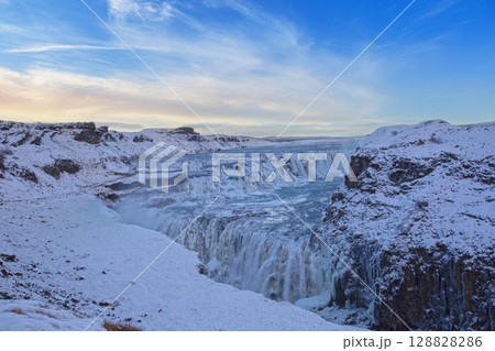 Gullfoss waterfall in Iceland during icy winter Gullfoss waterfall in Iceland during icy winter 128828286