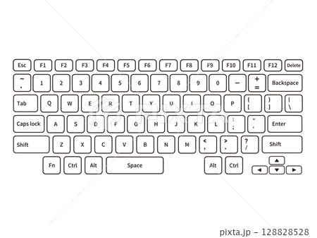 シンプルな枠線つきのキーボードイラスト 128828528