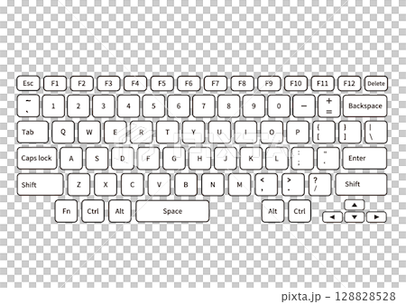 シンプルな枠線つきのキーボードイラスト 128828528