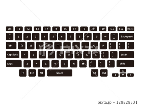 シンプルな黒色のキーボードイラスト シンプルな黒色のキーボードイラスト 128828531