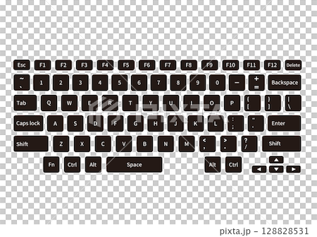 シンプルな黒色のキーボードイラスト シンプルな黒色のキーボードイラスト 128828531