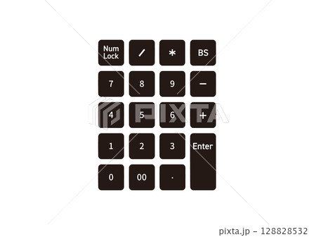 シンプルな黒色のテンキーのイラスト素材 シンプルな黒色のテンキーのイラスト素材 128828532