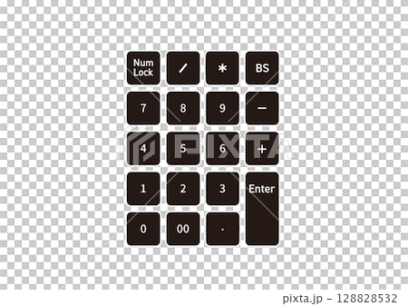 シンプルな黒色のテンキーのイラスト素材 シンプルな黒色のテンキーのイラスト素材 128828532