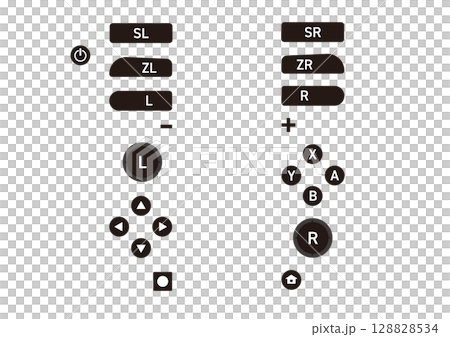フラットシンプルなゲームボタンのイラストセット 128828534