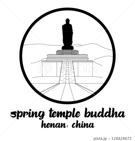Circle Icon Spring Temple Buddha. Vector illustration 128828672