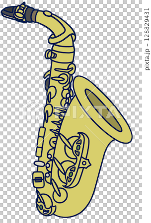 A simple and cute golden alto saxophone 128829431