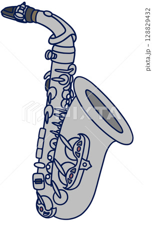 シンプルでかわいい銀色のアルトサックス 128829432