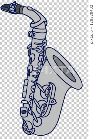 A simple and cute silver alto saxophone 128829432