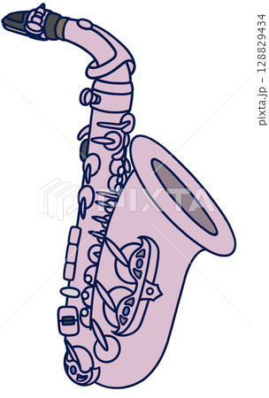 シンプルでかわいいピンクゴールドのアルトサックス シンプルでかわいいピンクゴールドのアルトサックス 128829434