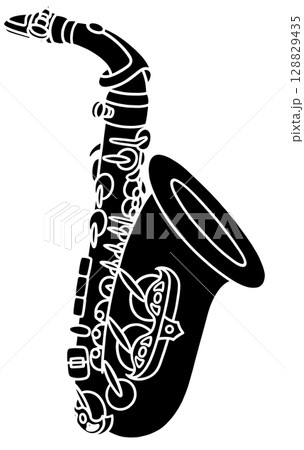シンプルでかわいい黒白のアルトサックス 128829435