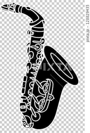 シンプルでかわいい黒白のアルトサックス 128829435